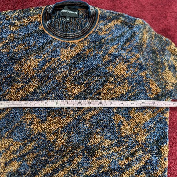 Emporio Armani Chenille Blue and Gold Sweater - Picture 7 of 9